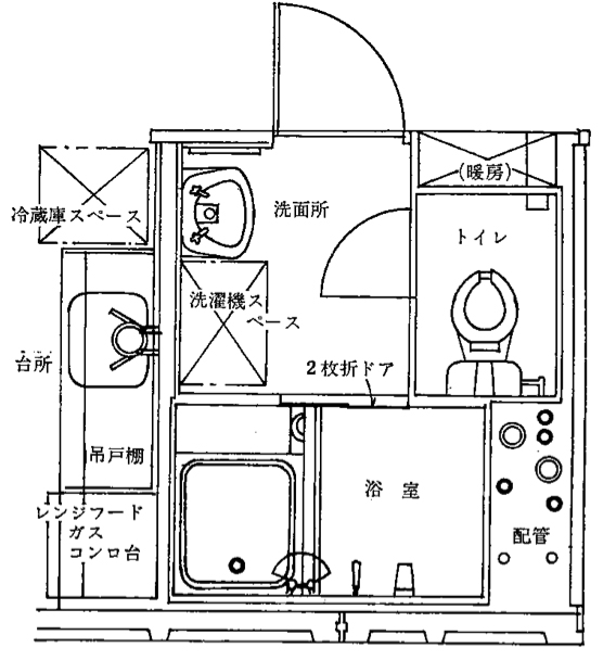 図5 芦屋浜高層住宅の設備コア平面図(同上文献より)